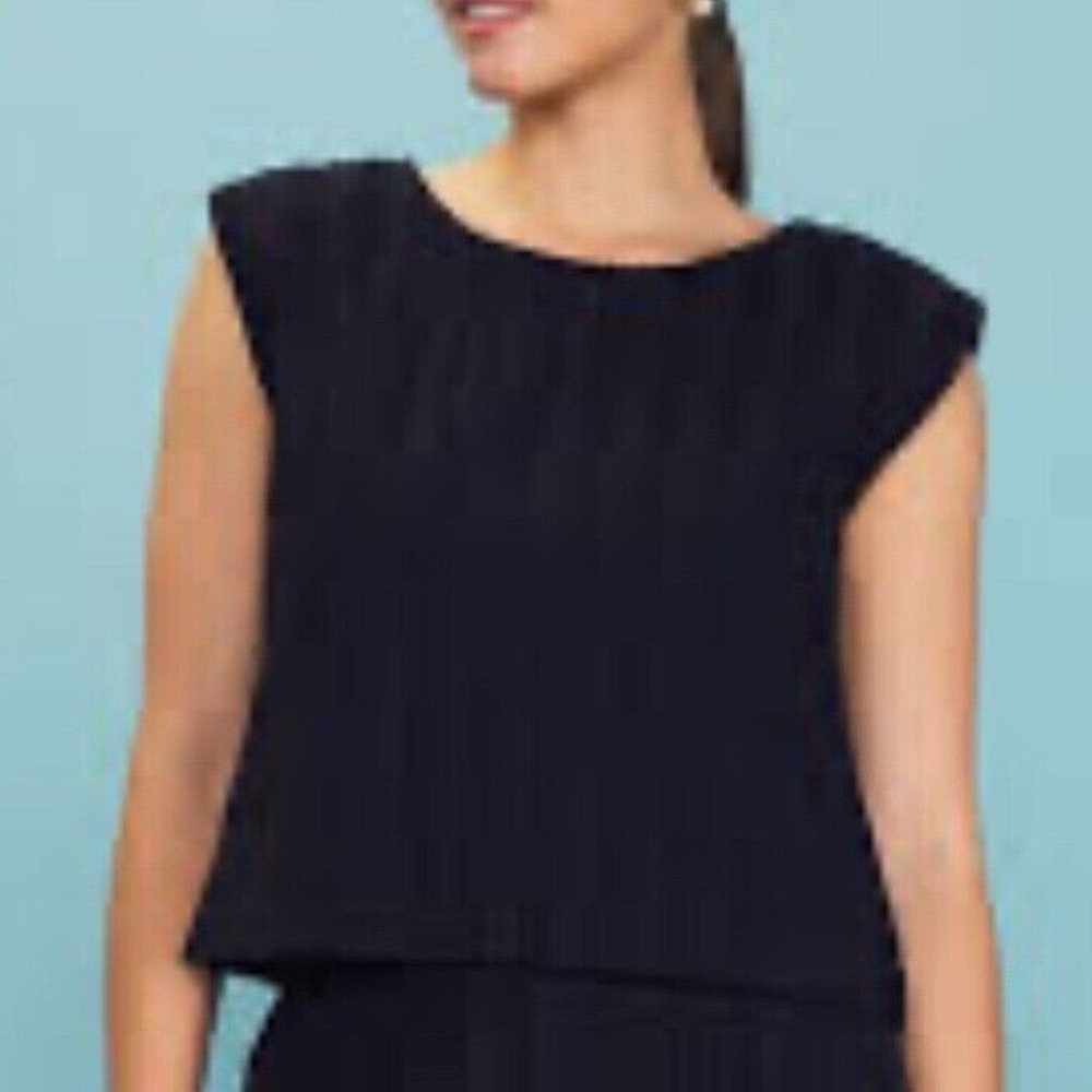 NEW Black Sleeveless Top Lined Textured Casual Blouse XS Skies‎ Are Blue